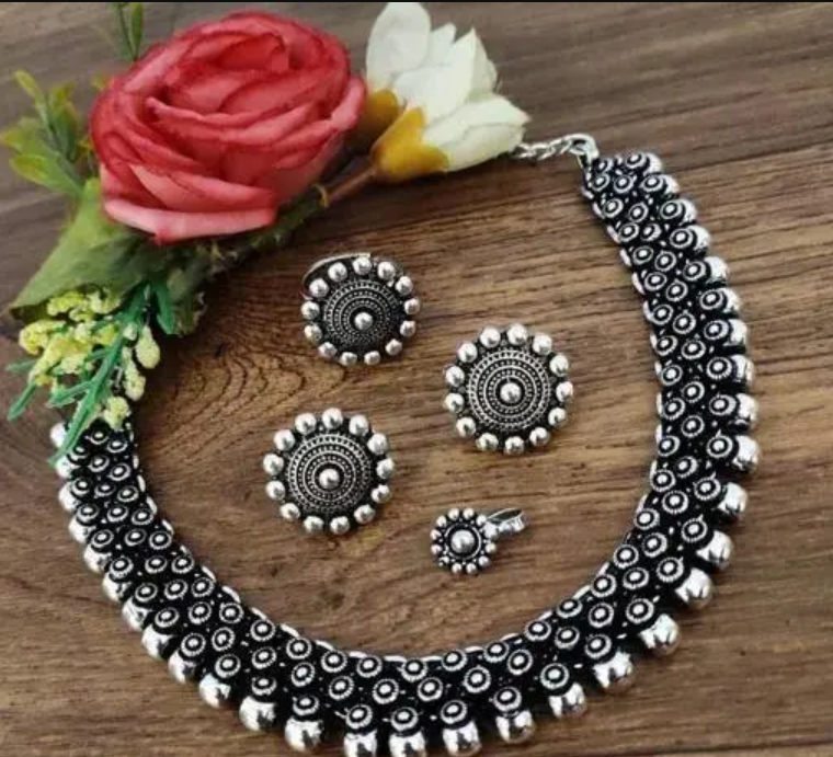 Oxidised Silver jewellery set Navratri