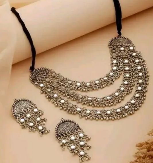 Samridhi DC 3 Layers Mirror Jewellery Set