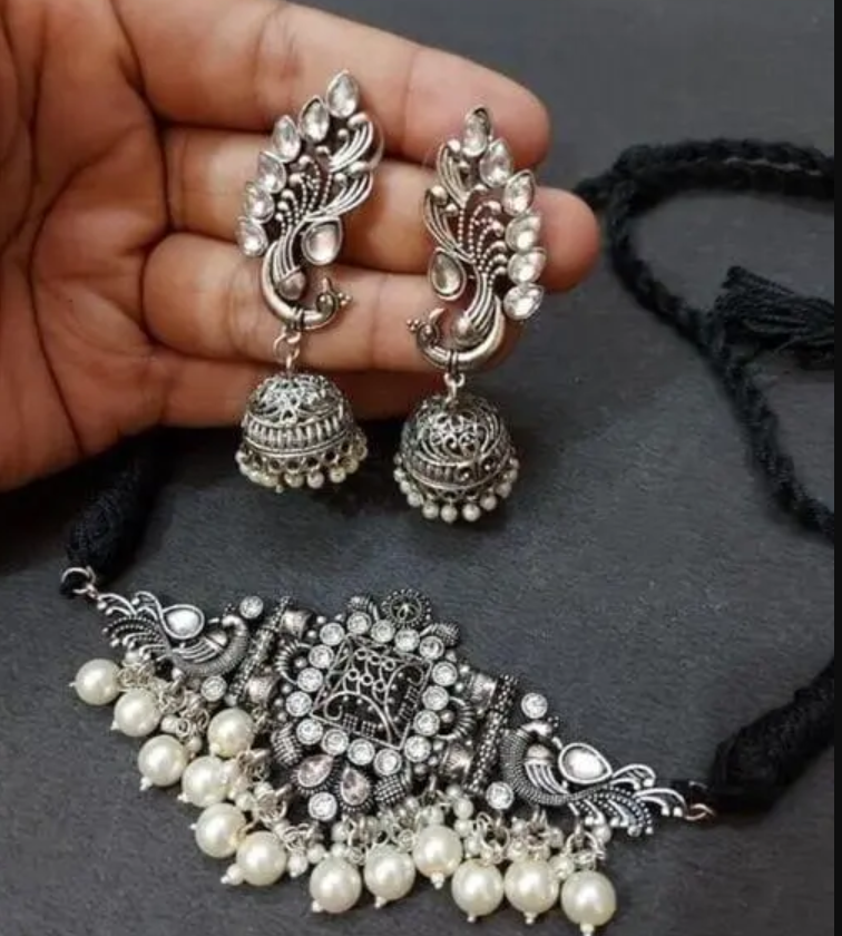 Mad Over Fashion White Stone Work Set