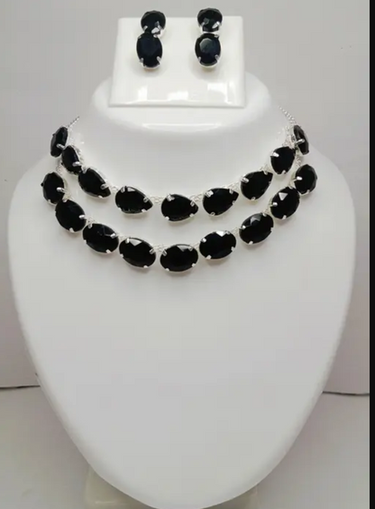 AD Black crystal necklace set for women & Girls