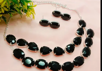 AD Black crystal necklace set for women & Girls