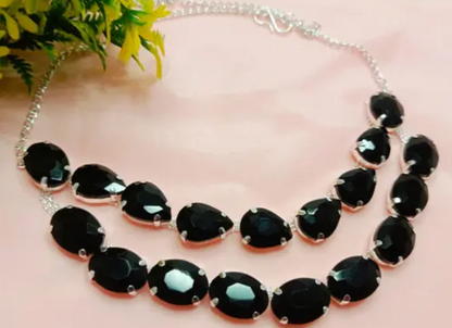 AD Black crystal necklace set for women & Girls