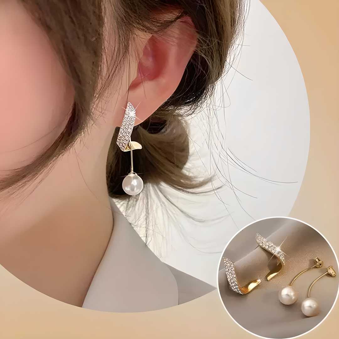 AVR JEWELS Korean Beautiful Pearl Wing Stud Earrings 2 Pcs/Set