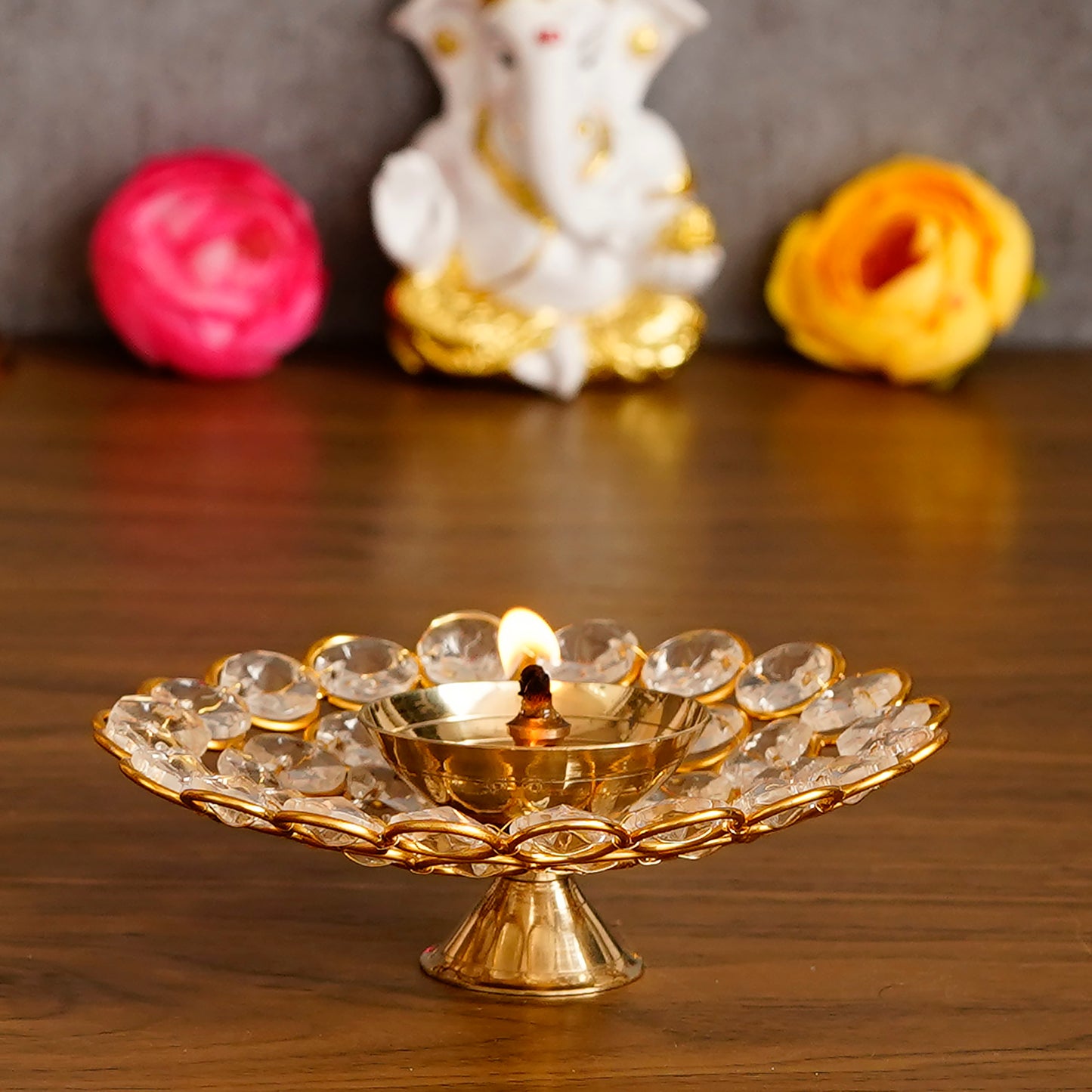 Bowl Shaped Crystal Deep/ Tea Light Holder - Small