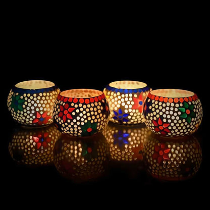 Mosaic Glass Decorative Tea Light Holder Set of 4