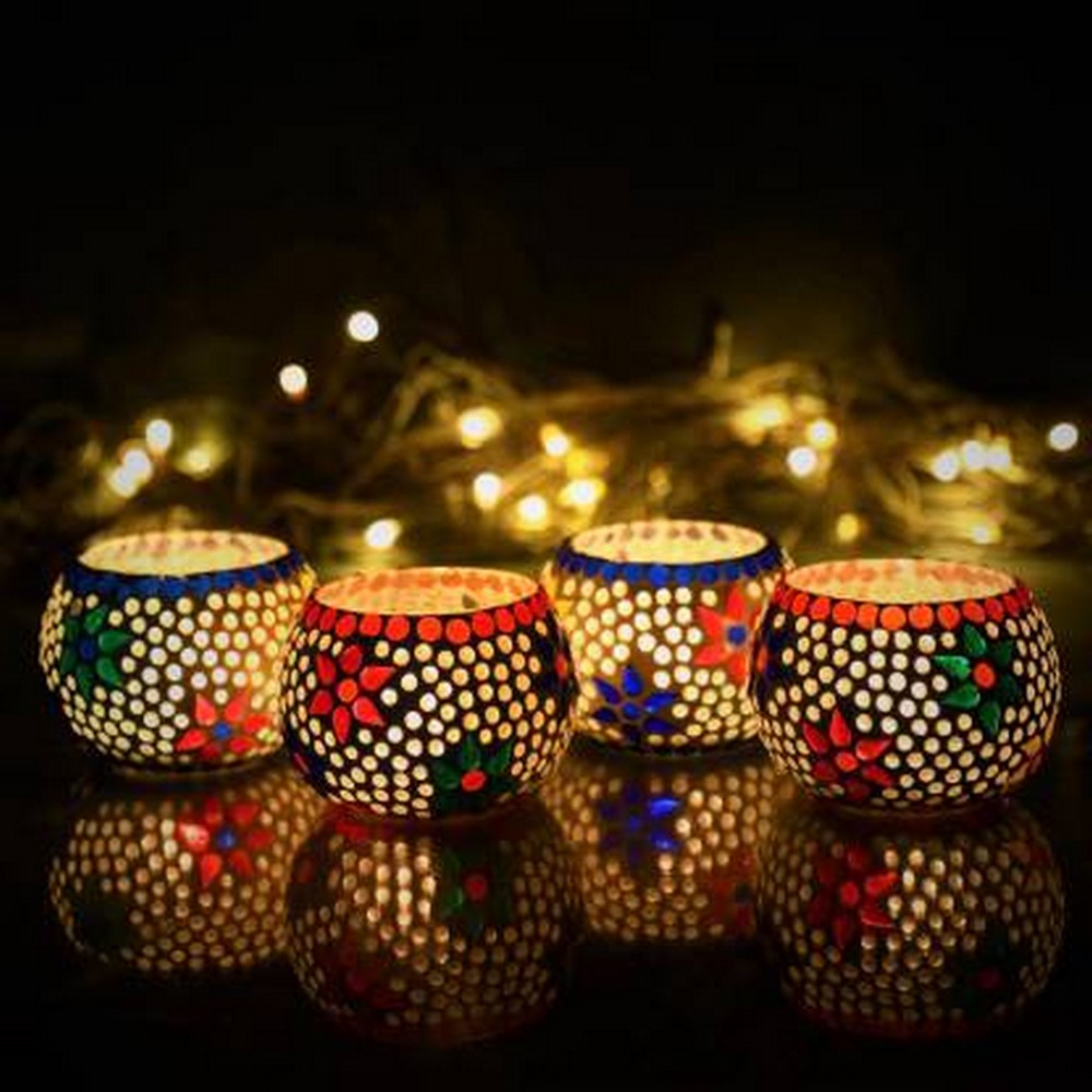 Mosaic Glass Decorative Tea Light Holder Set of 4