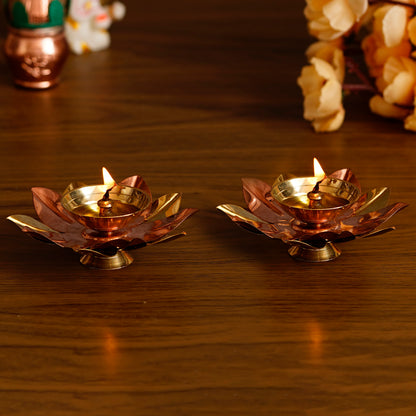 Floral Shape Metal Diya Set of 2