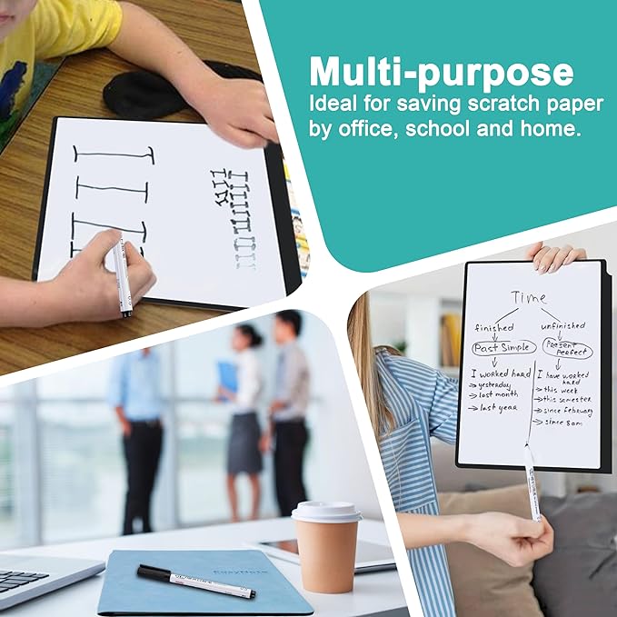 Mini Whiteboard Notepad (1 Book+ 3 Pens + Cleaning Cloth)