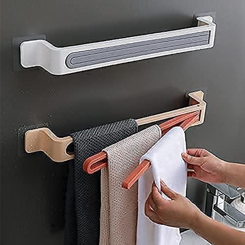 Glowick 3-in-1 Self-Adhesive Wall-Mount Towel Rack with Swing Bar.