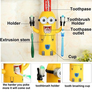 MINION Toothbrush Holder with Automatic Toothpaste Dispenser