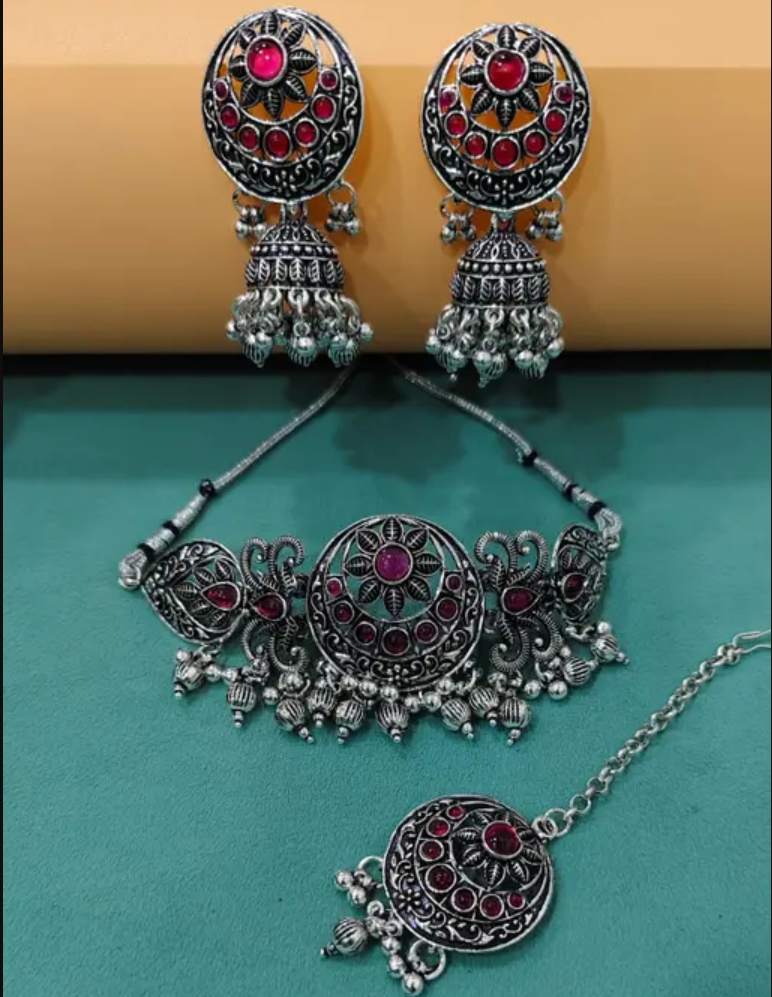 Silver Oxidized jewellery set