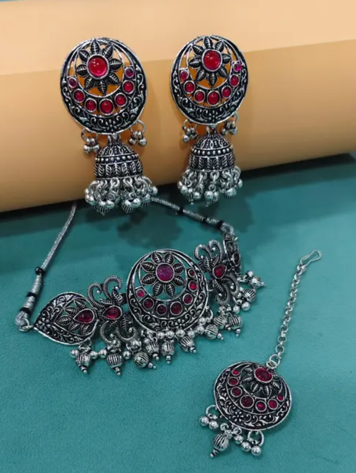 Silver Oxidized jewellery set